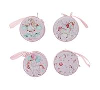 Yardenfun 4PCS Unicorn Coin Purse Small Earphone Carry Case Compact Storage Pocket Portable Tinplate Bag Mixed Pattern Practical for Travel and Daily Use