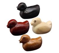 Yardenfun 4pcs Wooden Duck Figurines Mini Animal Charms for DIY Craft Making Hanging Ornaments Unique Hand Carved Decorative Pendants in Mixed Wood Types