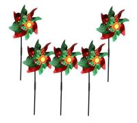 Yardenfun 5 Sets Double-sided Octagonal Windmill Bird Scarer Garden Pinwheels Reflective Red-green Wind Spinners Outdoor Decoration Easy to Install and Portable for Camping and Picnic