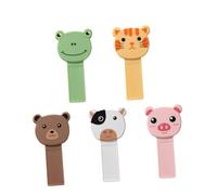 Yardenfun 5pcs Cartoon Toilet Seat Cover Lifters with Handle Rubber Toilet Lid Lifters for Home Bathroom Use Easy Operation for Elderly Fun Animal Designs Including Cat Frog Cow Pig Bear