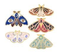 Yardenfun 5pcs Creative Alloy Insect Brooch Set Featuring Butterfly and Moth Designs, Easy to Wear and Comfortable Clothing Collar Pins for Fashionable Accessories
