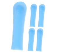 Yardenfun 5pcs Reusable Soft Silicone Ear Spoon Replacement Tips Blue for Adults Fit Ear Cleaner Accessories for Safe Earwax Removal Washable