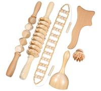 Yardenfun 6 Pcs Wooden Massage Tools Precision Cut Roller Stick, Massage Board, Therapy Cup for Waist and Calf Muscle Fatigue Relief, Designed for Both Men and Women