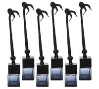 Yardenfun 6pcs Car Air Freshener Hanging Perfume Bottles 8ml Glass Refillable Diffuser with Black Cap Lightweight Compact Design for Car and Office Use