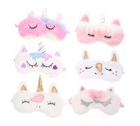 Yardenfun 6Pcs Cute Mask Soft Plush Eye Covers for Sleeping Breathable Cartoon Eye Patch for Home Office and Travel Comfortable Light Blocking Students and Adults