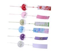 Yardenfun 6pcs Japanese Wind Chimes Glass Flower Blossom Pendant for Outdoor Balcony Garden Patio Window Hanging Decoration with Tranquil Melody and Colorful Sunlit Radiance