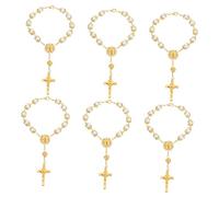 Yardenfun 6Pcs Jesus Cross Rosary Bracelet Durable Charm Jewelry for Faith Fashion present for Special Occasions for Travel Commemorative Events and Religious