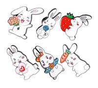 Yardenfun 6Pcs Kawaii Bunny Pine Tree Alloy Brooches Cute Cartoon Breast Pins for Clothing Sweater Bag Decoration for Women Durable Stylish Accessories