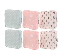 Yardenfun 6pcs Menstrual Pad Storage Pouch Portable Cotton Cloth Sanitary Napkin Organizer with Confidential Design Large Capacity for Women Travel School Outdoor Use