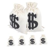 Yardenfun 6pcs Money Drawstring Pouches Canvas Bags for Jewelry and Small Storage Bags with Easy Open Close Design for Party Favors Birthdays Weddings and Role Play Events