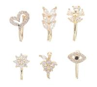 Yardenfun 6pcs Non Piercing Nose Ring Cuffs u Shape Nose Studs Jewelry for Women Men Zirconia Stones