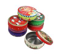 Yardenfun 6Pcs Reusable Christmas Candy Boxes Assorted Color Tinplate Containers for Chocolates Mints and Sweets Food Safe Gift Packaging Random Color