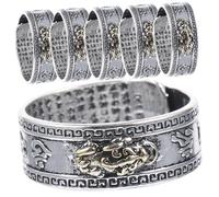 Yardenfun 6pcs Vintage Chinese Feng Shui Wealth Finger Rings for Men Women Metal Decorative Bands with Design Stylish Charm Enhancing Accessory