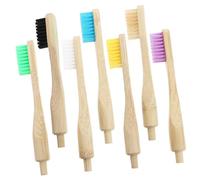 Yardenfun 7pcs Biodegradable Bamboo Toothbrush Heads with Nylon Bristles Medium Soft Replacement Brush for Home Use Including White Yellow Purple Blue Beige
