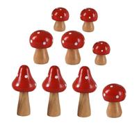 Yardenfun 9pcs Mini Mushroom Ornaments Realistic Wooden Bonsai Decorations for Fairy Garden Home Office Micro Landscape with Cottagecore Charm