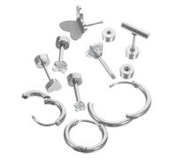Yardenfun 9pcs Women's Stainless Steel Stud Earring Hoop Earrings for Women Sterling Studs Hoop Post Fashion Jewelry