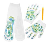 Yardenfun Acupressure Reflexology Cotton Socks with Five Toe Design and Detailed Chart Breathable Massage Gloves and Foot Stick for Men Relief Support with English Instructions