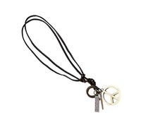 Yardenfun Adjustable Real Leather Peace Sign Pendant Necklace Retro Anti-war Jewelry for Men and Women Stylish Alloy Peace Symbol Neck Accessory