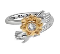 Yardenfun Adjustable Sunflower Open Ring for Women Rotating Silver Lettering Ring You Are My Sunshine Skin-friendly Unique Aesthetic Jewelry for Daily Wear Parties Weddings and