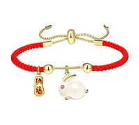 Yardenfun Adjustable Zodiac Rabbit Protection Red Rope Bracelet Braided Woven Charm for Women Spring Festival Year of The Rabbit Wrist Jewelry