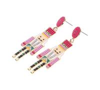 Yardenfun Alloy Nutcracker Dangle Earrings with Rhinestones for Women Unique Holiday Jewelry Fun for Girls Lightweight Design for Parties and Special Occasions