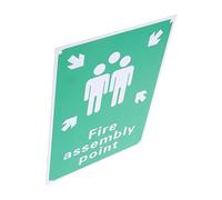Yardenfun Aluminum Fire Assembly Point Sign Thick Reflective Emergency Safety Warning for Outdoor Parks Gardens Office with Symbol and Text