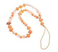 Yardenfun Anti-lost Phone Lanyard Orange Crystal Material Delicate Hanging Rope with Keyholder for Women Office Travel School Use