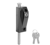 Yardenfun Automatic Spring Loaded Latch Bolt with 2 Keys for Sliding Doors, Surface Mount and Floor Installation, Titanium Black Door Security Lock for Patio and Home Safety, 7.4x1.6x1.6