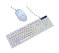 Yardenfun Backlit Gaming Keyboard Mouse Kit Wired Usb Connection Water-resistant Design Rgb Rainbow Lighting Comfortable Typing for Pc Laptop Gaming and Office Use White