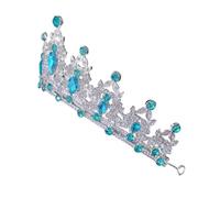 Yardenfun Baroque Princess Crown for Women Silver Sky Blue Rhinestone Wedding Tiara Birthday Quinceanera Headpiece Sparkling Bridal Jewelry Accessory for Special Occasions