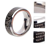 Yardenfun Biblical Prayer Cross Ring for Men Black Titanium Steel Christian Band Gift