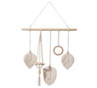 Yardenfun Bohemian Macrame Wall Decor Hair Bow Organizer with Headband Storage Rack Handmade Cotton Rope Hanging Holder for Hair Clips Stylish Beige Bow Holder for Home and Nursery