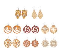 Yardenfun Bohemian Wooden Earrings Set for Women Stylish Minimalist Decorative Ear Drops Hypoallergenic Fashion Jewelry 8 Pairs Random Style