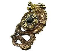 Yardenfun Brass Dragon Pendant Keychain Decoration Retro Six-Character Charm Keyring Pure Copper Metal Craft for Car Accessories and DIY Projects
