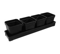 Yardenfun Breathable Square Succulent Planter Set with Saucer, Thickened Black Resin Plastic Flower Pots 7.5Cm, Office and Indoor Garden Plant Containers for Orchids and Small Plants