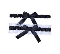 Yardenfun Bridal Bowknot Thigh Rings Creative Elastic Leg Loops for Wedding Elegant Black White Garter for Bride Hen Party and Special Occasions