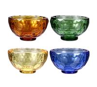 Yardenfun Buddhist Sacrifice Bowl 4pcs Artificial Crystal Water Cups with Stable Small Size and Honeycomb Pattern for Temple Rituals and Cleansing