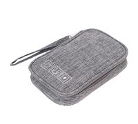 Yardenfun Cable Organizer Bag with Elastic Mesh Pockets Premium Zipper Charger Storage Pouch for USB Cables Flash Drives and Earphones Compact Grey Digital Cord Accessories Case for Travel