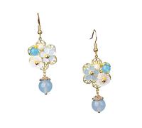 Yardenfun Chinese Flower Earrings Ethnic Ear Dangle Vintage Palace Style Flower Ear Drops for Women,