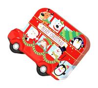 Yardenfun Christmas Car-shaped Tinplate Candy Box with Lid Decorative Tea Tin Style Strong Seal Freshness Keeper Small Metal Cookie Storage Container for Holiday Treats and Party Favors