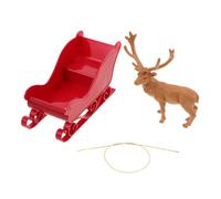 Yardenfun Christmas Sled Ornament with Santa Sleigh and Reindeer Figurines Festive Holiday Desk Decor and Tabletop Decoration for Home and Commercial Spaces Easy Assembly and Storage
