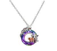Yardenfun Crystal Elephant Charm Necklace for Parents Elegant Mother and Jewelry Colorful Leaf Pendant for Women Family and Friends