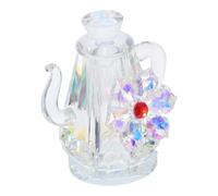 Yardenfun Crystal Teapot Figurine with Elegant Floral Inlays Miniature Decorative Tea Kettle Ornament for Home Office Table Centerpiece Collectible Art for Traditional Rituals and Gift