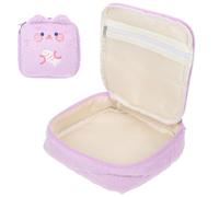 Yardenfun Cute Cartoon Plush Menstrual Pad Storage Bag Large Capacity Period Pouch for Women Portable Sanitary Napkin Organizer for School Office Outdoor Use Practical Purple Cosmetic Case