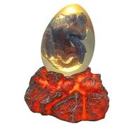 Yardenfun Decorative Resin Dragon Egg Sculpture with Light-up Lava Base Dinosaur Egg Ornament for Home and Desk Decor Lifelike Smooth Edges and Illuminated Stand