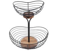 Yardenfun Decorative Wire Fruit Basket with Banana Holder Multi Oval Wood Base Fruit Bowl for Kitchen Countertop Organization and Stylish Display