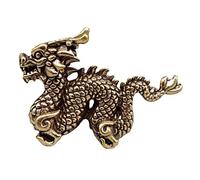 Yardenfun Desktop Ornaments Statue Lucky Sculpture Brass Dragon Figurine Small Dragon Charm Zodiac Animal Figurines Dragon Mini Dragon Charm Child Chinese Style Copper Dragon Turtle