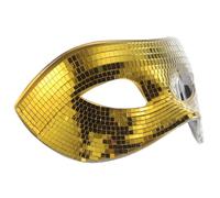 Yardenfun Disco Mirrored Lightweight Glitter Face Cover for Halloween Party and Birthday Club Dj Events Reusable Featherlight Costume Accessory with Gradient Gold and Silver Finish