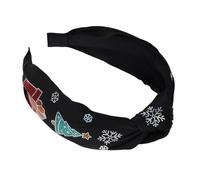 Yardenfun Elegant Christmas Knotted Hairband Wide Headband with Sequin Xmas Tree Pattern Lightweight Comfortable Holiday Accessory for Womens Festive Party Celebrations