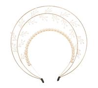 Yardenfun Elegant Faux Crown with Intricate Floral Craftsmanship Lightweight Design for Weddings Festivals Cosplay Divine Sun Goddess Style with Handmade Pearl Accents
